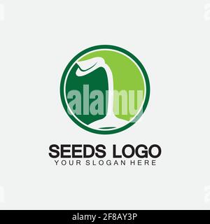 Modello di concetto di logo di semi di piante Vector.growing logo di semi.vettore di crescita di semi modello di disegno dell'illustrazione del logo Illustrazione Vettoriale