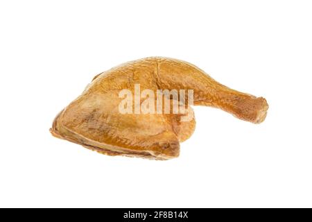 Coscia di pollo affumicata isolata su sfondo bianco - Packshot Foto Stock