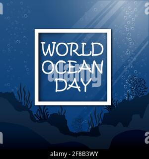 Giornata mondiale degli oceani 8 giugno illustrazione vettoriale stile cartoon Illustrazione Vettoriale