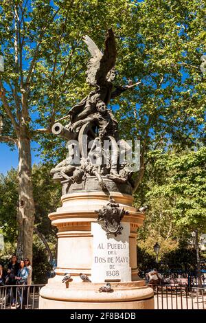 Madrid, Spagna - 14 maggio 2017: Monumento ai caduti sulle elevazioni popolari il 2 maggio 1808 (Monumento al Pueblo del Dos de Mayo de 1808). Foto Stock