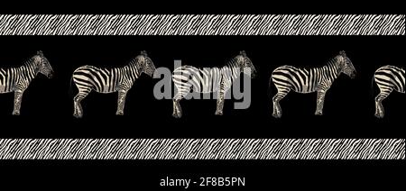 TENDENZA ETNICA. PITTURA IN STILE AFRICANO. MODELLO AFRICANO SENZA CUCITURE. MODELLO TRADIZIONALE. Animali savani. zebra. Illustrazione vettoriale. Moda. Illustrazione Vettoriale