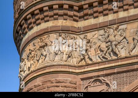 Dettaglio di Soldiers and Sailors Memorial Arch, un memoriale della Guerra civile americana a Bushnell Park, nel centro di Hartford, Connecticut. Foto Stock