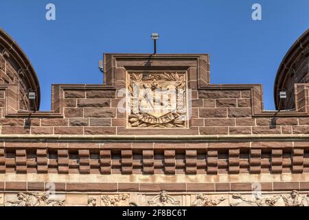 Dettaglio di Soldiers and Sailors Memorial Arch, un memoriale della Guerra civile americana a Bushnell Park, nel centro di Hartford, Connecticut. Foto Stock