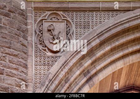 Dettaglio di Soldiers and Sailors Memorial Arch, un memoriale della Guerra civile americana a Bushnell Park, nel centro di Hartford, Connecticut. Foto Stock