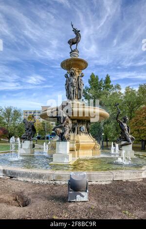 Corning Fountain, Bushnell Park, centro di Hartford, Connecticut. Foto Stock