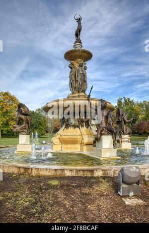Corning Fountain, Bushnell Park, centro di Hartford, Connecticut. Foto Stock