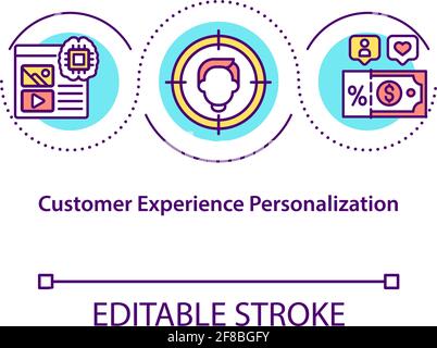 Icona del concetto di personalizzazione dell'esperienza del cliente Illustrazione Vettoriale