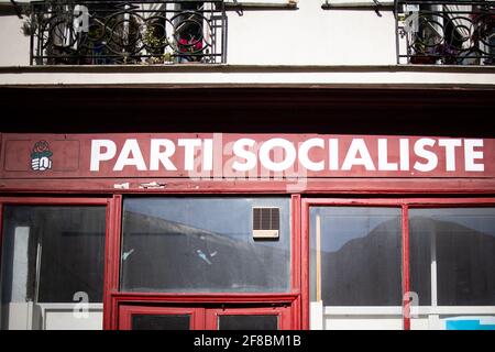 Parigi, Francia, il 13 aprile 2021. Ufficio del Partito Socialista Francese (PS) nel 5° arrondissement di Parigi (Francia), il 13 aprile 2021. Foto di Raphael Lafargue/ABACAPRESS.COM Foto Stock