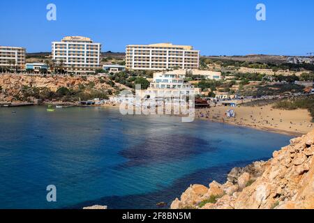Mellieha, Malta - 21 ottobre 2020: Veduta della Baia d'Oro di Munchies a Malta Foto Stock
