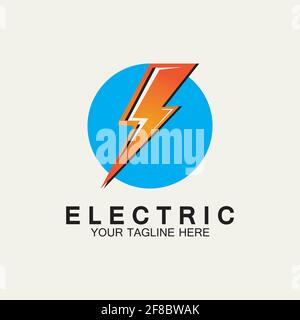 Modello di disegno con l'icona di Flash Electric Logo Vector. Bullone icona energia.simbolo elettrico flash vettore bullone Illustrazione Vettoriale