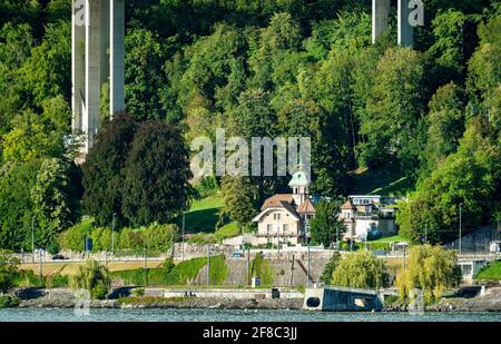 Casa sul Lago di Ginevra in Svizzera Foto Stock