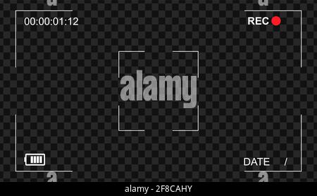 Icona di sovrapposizione del mirino della videocamera. Modello vettoriale moderno della cornice della fotocamera . Illustrazione Vettoriale