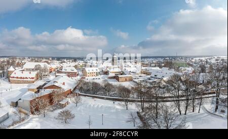 Stadt Harzgerode Winterimpressionen Luftbildaufnahmen Foto Stock