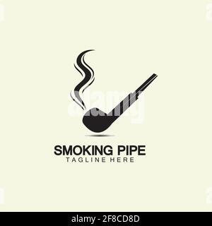 Pipe Smoking Logo icona vettoriale illustrazione design.Tobacco, sigaro, pipe icona immagine vettoriale. Illustrazione Vettoriale