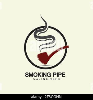 Pipe Smoking Logo icona vettoriale illustrazione design.Tobacco, sigaro, pipe icona immagine vettoriale. Illustrazione Vettoriale