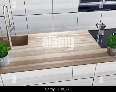 Il lusso moderno soggiorno, rendering 3D illustrazione Foto Stock
