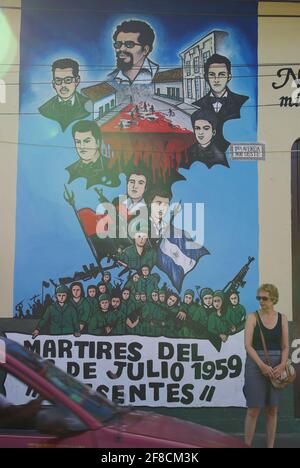 Arte rivoluzionaria di strada a Leon, Nicaragua Foto Stock