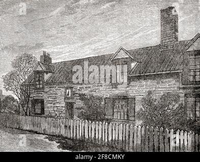 Dial Cottage, West Moor, Killingworth, Newcatle Upon Tyne, Inghilterra. Sede di George Stephenson. George Stephenson, 1781 – 1848. Ingegnere civile britannico e ingegnere meccanico. Da grandi ingegneri, pubblicato circa 1890 Foto Stock