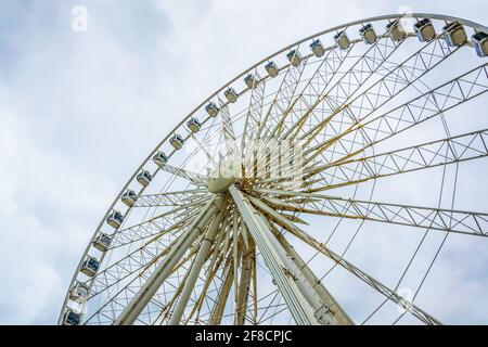 Dettaglio di una ruota panoramica a Liverpool, Inghilterra Foto Stock