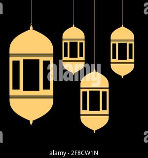 EID e ramadan kareem biglietto d'auguri vettore design arabo tradizionale cultura con bellissimo sfondo con lanterna. Illustrazione Vettoriale