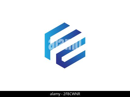 Modello vettoriale di progettazione del logo FC della lettera monogramma iniziale. Illustrazione Vettoriale