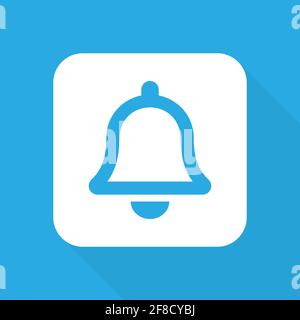 Icona vettore campanello. Simbolo di notifica su sfondo blu illustrazione vettoriale EPS 10 Illustrazione Vettoriale
