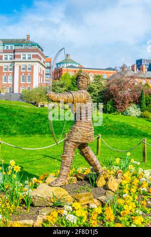 Statua di Robin Hood a Nottingham, Inghilterra Foto Stock