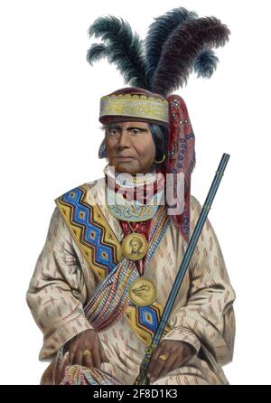 Il capo Billy Bowlegs (Holato Koniphatco Micco) (1810-c1859), noto anche come Billy Bolek, è stato un leader dei seminari in Florida durante la seconda e la terza guerra di Seminole contro gli Stati Uniti. Uno degli ultimi leader di Seminole a resistere, si trasferì nel territorio indiano nell'attuale Oklahoma. Foto Stock