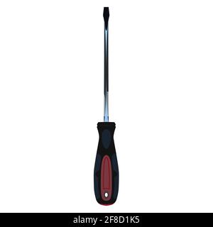 Utensile da lavoro con cacciavite. Elettricista, addetto alla costruzione e riparatore utensile manuale, illustrazione piatta vettoriale isolata. Illustrazione Vettoriale