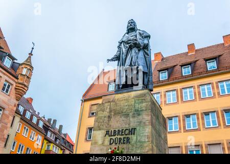 Statua di Albrecht Durer a Nurnberg, Germania Foto Stock