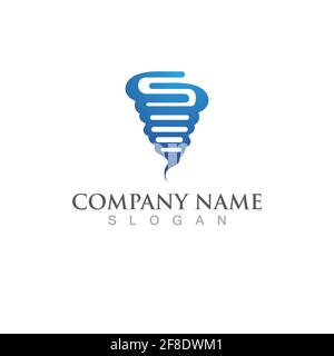Logo Tornado e vettore di icone di simboli Illustrazione Vettoriale
