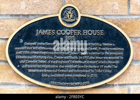 James Cooper House. Caratteristiche architettoniche esterne della famosa località e delle attrazioni turistiche di Toronto, Canada Foto Stock