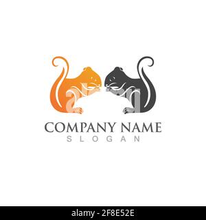 logo scoiattolo e vettore di simboli Illustrazione Vettoriale