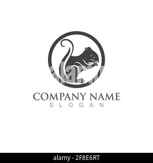 logo scoiattolo e vettore di simboli Illustrazione Vettoriale