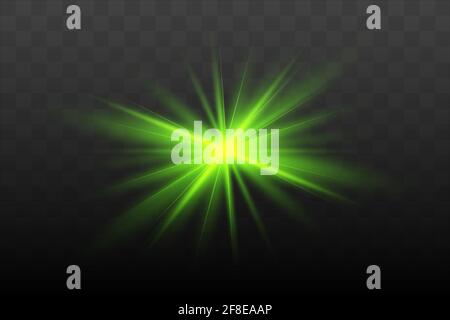 Effetto luminoso verde isolato a incandescenza, luce parassita della lente Illustrazione Vettoriale