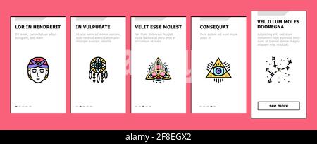 Oggetti astrologici icone di onboarding Imposta vettore Illustrazione Vettoriale