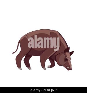 Personaggio cartoon dei maiali di cinghiale. Carino suinetti insieme. Cuccioli in posizione carina. Illustrazione vettoriale isolata su sfondo bianco Illustrazione Vettoriale