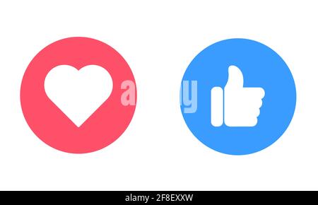 Icone Thumb Up o mi piace e cuore. Progettare per il sito Web e l'app mobile Illustrazione Vettoriale