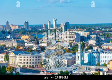 Veduta aerea del distretto di Podil a Kiev, Ucraina Foto Stock