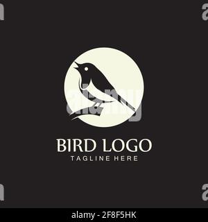 modello di disegno icona vettoriale con logo bird Illustrazione Vettoriale