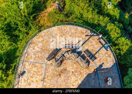 Tre croci di vista sul lago di Como in Italia Foto Stock