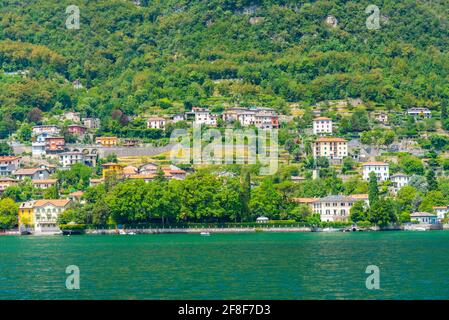 Vista di Villa Oleandra sul lago di Como in Italia Foto Stock