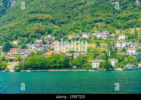 Vista di Villa Oleandra sul lago di Como in Italia Foto Stock