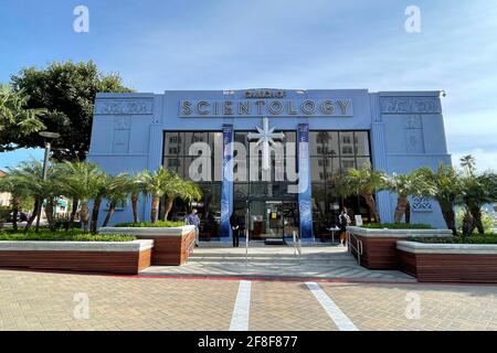 La Chiesa di Scientology, lunedì 5 aprile 2021, a Los Angeles. Foto Stock