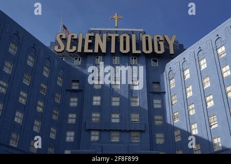 La Chiesa di Scientology, lunedì 5 aprile 2021, a Los Angeles. Foto Stock