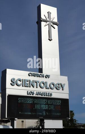 La Chiesa di Scientology, lunedì 5 aprile 2021, a Los Angeles. Foto Stock