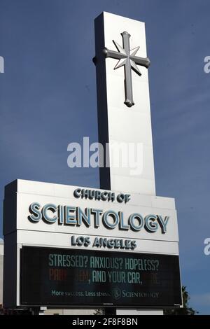 La Chiesa di Scientology, lunedì 5 aprile 2021, a Los Angeles. Foto Stock