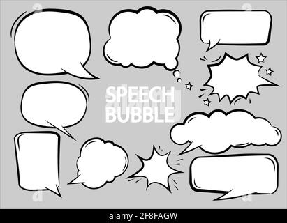 Vuoto fumetto diverso fumetto fumetto bolle impostato su sfondo grigio , comunicazione icona segno chat vettore. Illustrazione vettoriale Illustrazione Vettoriale
