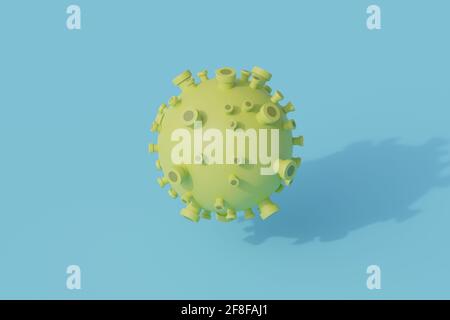 virus o coronavirus singolo oggetto isolato. illustrazione del rendering 3d con vista isometrica Foto Stock