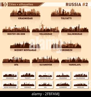 Skyline della città. 10 sagome vettoriali della Russia n. 2 Illustrazione Vettoriale